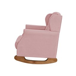 Poltrona Amamentação Balanço Descanso Helena com Puff Veludo Rosa Twdecora - 5