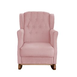 Poltrona Amamentação Balanço Descanso Helena com Puff Veludo Rosa Twdecora - 3