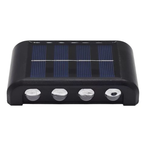 Arandela Solar Led 8 Fachos 3000k Preto Ip65 Resistente À Chuva para Iluminação Externa Moderna