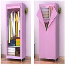 Ver imagem 3 de Cabideiro Portatil com Ziper Arara Organizador Prateleira Multiuso Praia Camping Rosa Guarda Roupa