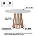 Ver imagem 2 de Mesa de Jantar Redonda Gabi Bran/jade com 4 Cadeiras Estofadas Ella Branco/marrom Claro