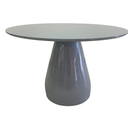Ver imagem 1 de Mesa de Jantar Cone Balonê Redonda 130 Cm Tampo Laca Cinza + Vidro Base Cinza