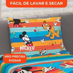 Jogo de Cama Infantil Lepper Mickey Solteiro 3 Peças Microfibra Azul - 6