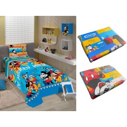 Jogo de Cama Infantil Lepper Mickey Solteiro 3 Peças Microfibra Azul - 6