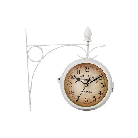 Relógio Estação Dupla Face Retrô New York Decoração Branco