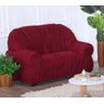 Kit Capa de Sofá 2 e 3 Lugares Retrô Tamanho Grande Elasticada Malha Gel Lisa:marsala - 2