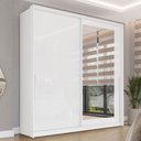 Ver imagem 1 de Guarda-roupa Casal Porto 2 Portas 2 Gavetas com Espelho Branco - Politorno