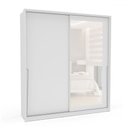 Ver imagem 2 de Guarda-roupa Casal Porto 2 Portas 2 Gavetas com Espelho Branco - Politorno