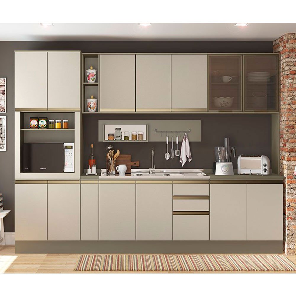 Cozinha Reta Modulada Connect Combo 11 Henn Bege | MadeiraMadeira