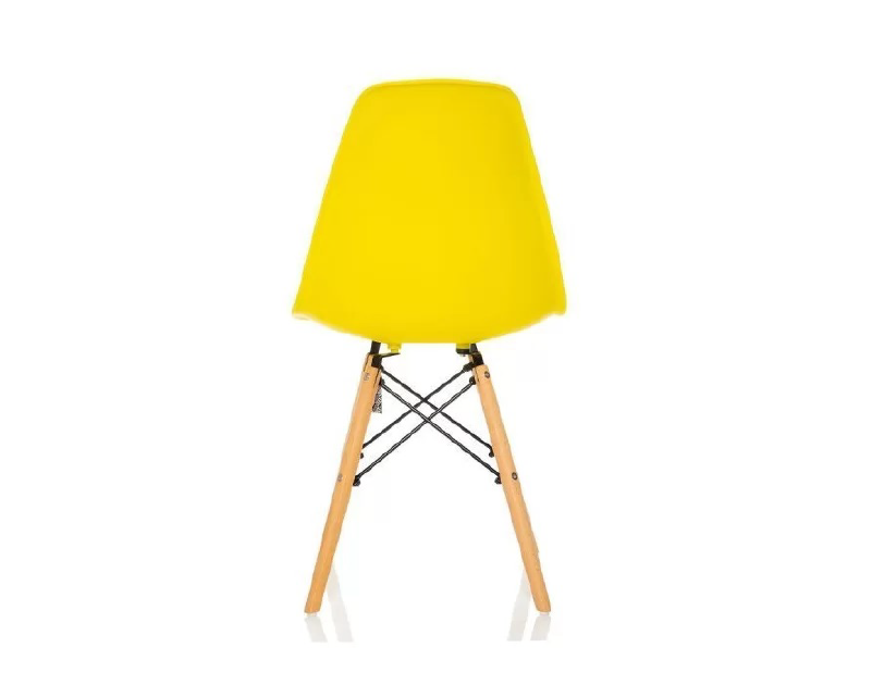 Cadeira Decorativa Assento Amarelo Base Estilo Eiffel em Madeira Unidade Bering - 3