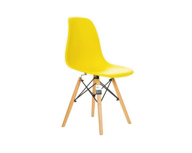 Cadeira Decorativa Assento Amarelo Base Estilo Eiffel em Madeira Unidade Bering