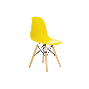 Cadeira Decorativa Assento Amarelo Base Estilo Eiffel em Madeira Unidade Bering