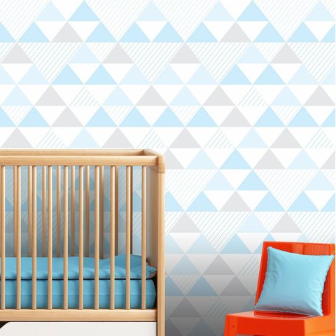 Papel Parede Infantil Menino Bebê Triângulos Autocolante 3mt