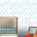 Ver imagem 1 de Papel Parede Infantil Menino Bebê Triângulos Autocolante 3mt