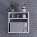 Ver imagem 4 de Suporte Para Micro-ondas e Forno Suspenso Branco Madeira Madeira