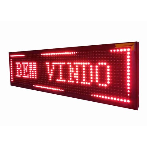 Painel Led Vermelho Letreiro Luminoso Digital 170x20 Alto Brilho Usb