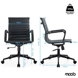 Cadeira de Escritório Moob Berlim Diretor Esteirinha Giratória Com Função Relax Dark - 4