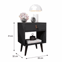 Ver imagem 5 de Kit 2 Mesas de Cabeceira Mesinha para Quarto 1 Gaveta Puxador em Couro Ravenna - Preto