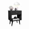 Kit 2 Mesas de Cabeceira Mesinha para Quarto 1 Gaveta Puxador em Couro Ravenna - Preto - 4