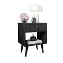 Ver imagem 4 de Kit 2 Mesas de Cabeceira Mesinha para Quarto 1 Gaveta Puxador em Couro Ravenna - Preto