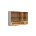 Ver imagem 2 de Armário Aéreo Decorativo Solari 120cm 3 Portas Nicho Mdf Fita Led Jequitibá/gris Fosco G77 - Gran Be