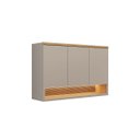 Ver imagem 1 de Armário Aéreo Decorativo Solari 120cm 3 Portas Nicho Mdf Fita Led Jequitibá/gris Fosco G77 - Gran Be