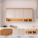 Ver imagem 4 de Armário Aéreo Decorativo Solari 120cm 3 Portas Nicho Mdf Fita Led Jequitibá/gris Fosco G77 - Gran Be