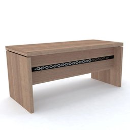 Mesa de Escritório Pé Painel PE50 em MDP 180 x 70 cm Cor Noce Naturalle detalhe Preto - 1 Mesa de Escritório Pé Painel PE50 em MDP 180 x 70 cm Cor Noce Naturalle detalhe Preto - 1