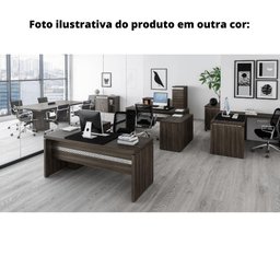Mesa de Escritório Pé Painel PE50 em MDP 180 x 70 cm Cor Noce Naturalle detalhe Preto - 2 Mesa de Escritório Pé Painel PE50 em MDP 180 x 70 cm Cor Noce Naturalle detalhe Preto - 2