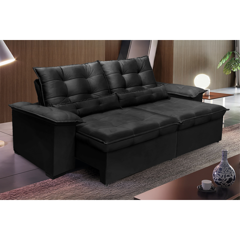 Sofá Retrátil e Reclinável Aspen 2.90m Super Pillow - Preto
