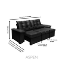 Ver imagem 3 de Sofá Retrátil e Reclinável Aspen 2.90m Super Pillow - Preto