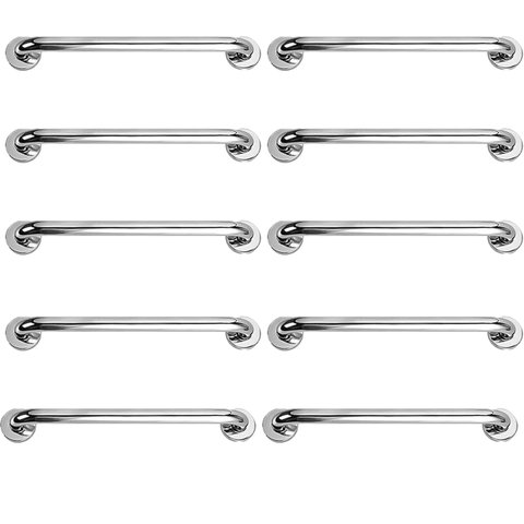 Barra Alça Apoio 50cm Aço Inox Kit 10 Uni Banheiro Box Cadeirante Suporte Anti Queda Evita Acidentes