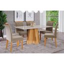 Ver imagem 6 de Conjunto: Mesa Sala Jantar Patrícia c/ Tampo Madeirado 160cm + 6 Cadeiras Juliana Madeira/Suede