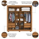 Ver imagem 4 de Guarda Roupas Casal 2 Portas de Correr 4 Gavetas Titanium Zanzini Madeirado