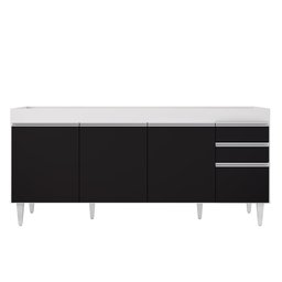Armário de Cozinha Modulado de Canto 8 Peças Cp25 Balcão sem Tampo Branco/preto - Lumil Lumil Móveis - 7