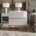 Ver imagem 1 de Kit 2 Mesas de Cabeceira 2 Gavetas Eros 45cm Off White Pés de Ferro Industrial Cobre Design Moderno