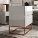 Ver imagem 3 de Kit 2 Mesas de Cabeceira 2 Gavetas Eros 45cm Off White Pés de Ferro Industrial Cobre Design Moderno