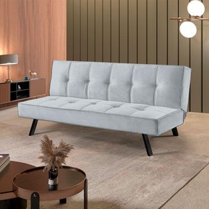 Sofa Cama Atlanta 2 Lugares 177cm Pe Talento Móveis Veludo Paris Cinza