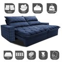 Ver imagem 3 de Sofá Retrátil e Reclinável 2,15m Molas Ensacadas Cama inBox Elegance com ThermoGel Velusoft Azul