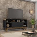 Ver imagem 7 de Rack Lazuli para TVs 55 Polegadas Pés em Madeira Maciça Maciça e Cantos Curvos