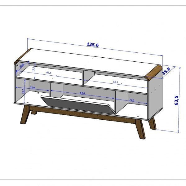 Rack Lazuli para TVs 55 Polegadas Pés Madeira Maciça e Cantos Curvos  - 4