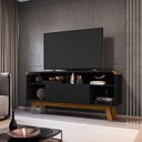 Ver imagem 1 de Rack Lazuli para TVs 55 Polegadas Pés em Madeira Maciça Maciça e Cantos Curvos