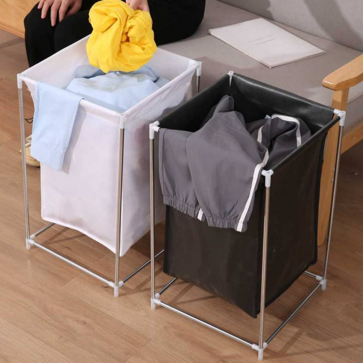 Cesto Desmontável Roupa Suja Organizador Minimalista Lavanderia Casa - Preto