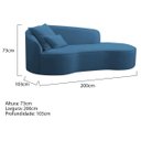 Ver imagem 6 de Divã Recamier Curvo Sala de Estar Inglaterra Lado Direito 200cm Linho Azul Royal - Incasa Decor