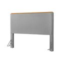 Ver imagem 2 de Cabeceira Cama Box Casal Estofada Detalhe em Madeira Java Linho Cinza