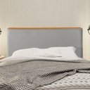 Ver imagem 1 de Cabeceira Cama Box Casal Estofada Detalhe em Madeira Java Linho Cinza