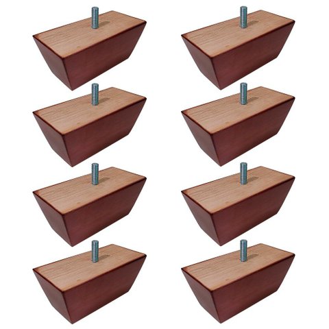 Kit 8 Pés de Madeira Retangular para Sofá Poltrona 5cm - Monari Design