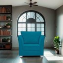 Ver imagem 3 de Poltrona Cadeira Decorativa para Sala e Quarto Lisboa Suede Azul Tiffany