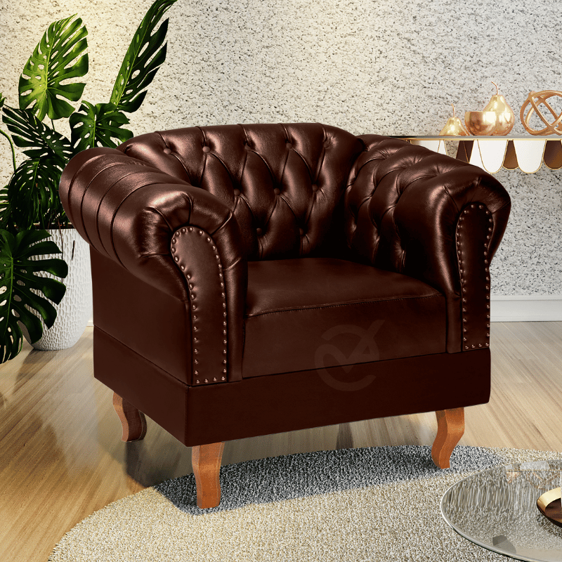 Poltrona Chesterfield Duque Via Encanto Courano Marrom - 2