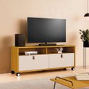 Ver imagem 5 de Rack Bancada para TV de até 55" 2 Gavetas Paris Naturale/Off White
